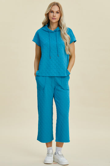 Double Take Drawstring Loungewear Set