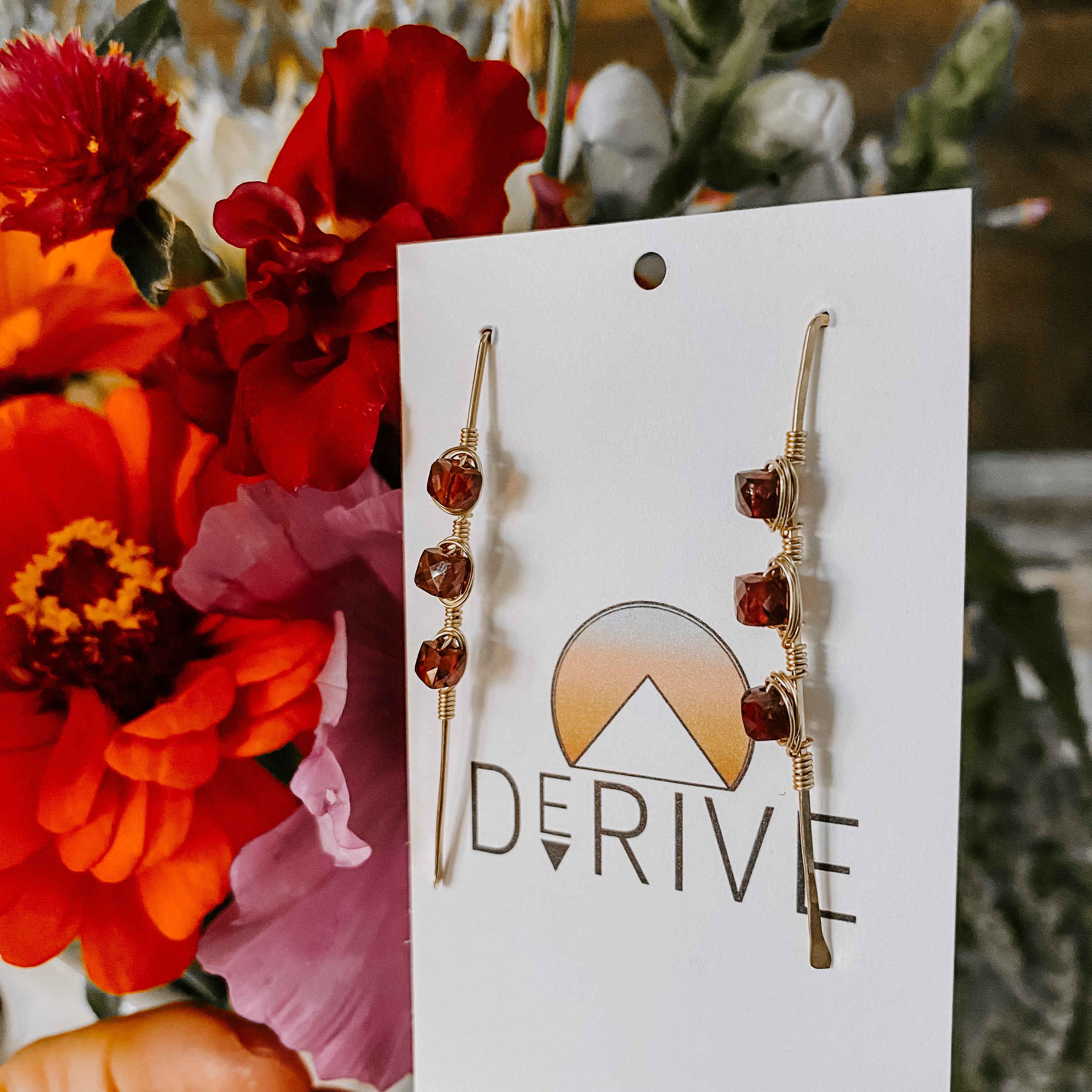 Ember Glow Garnet Threader Earrings