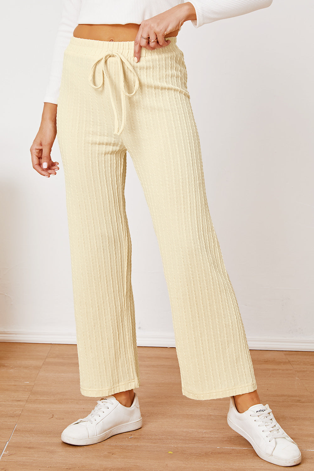 Straight Leg Textured Pants