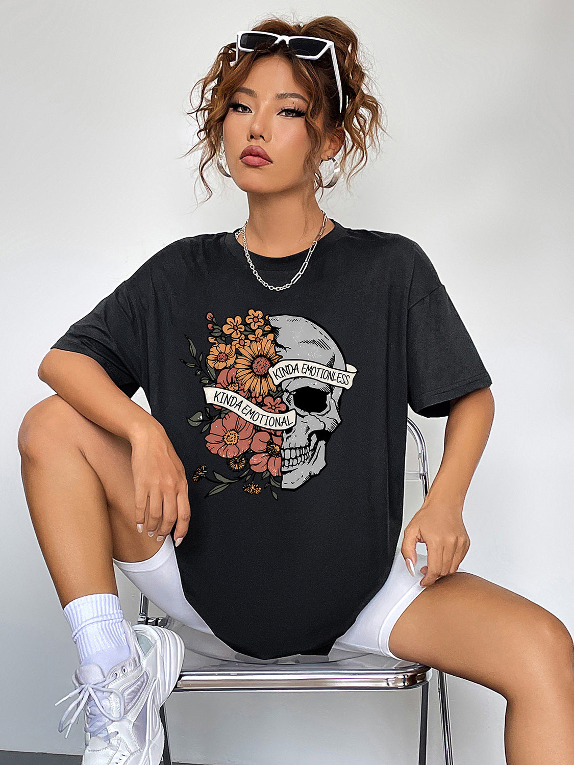 Floral Skull Graphic Tee