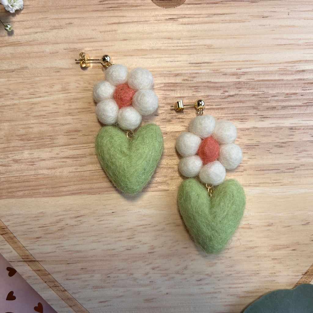 Blooming Heart Felt Earrings