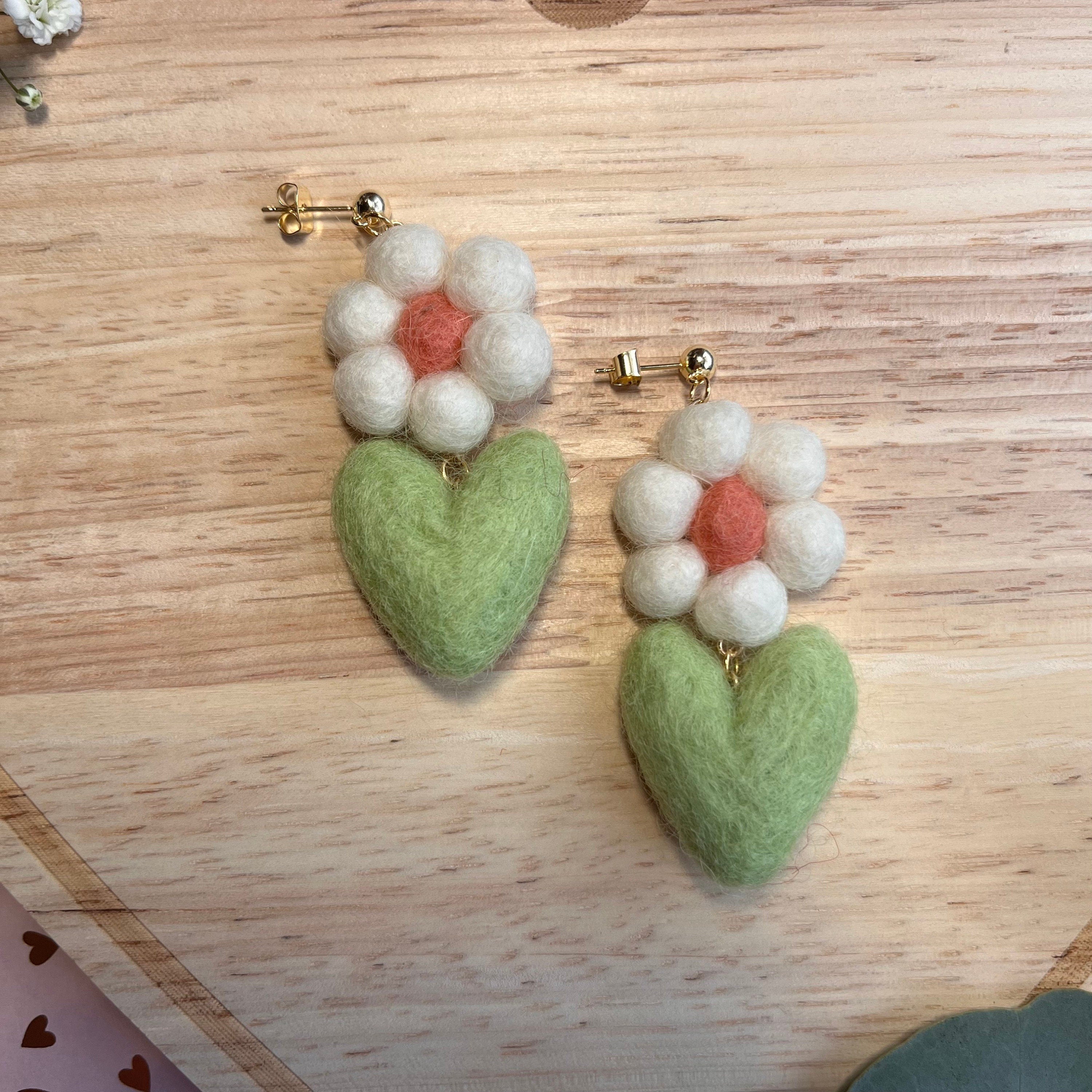 Blooming Heart Felt Earrings