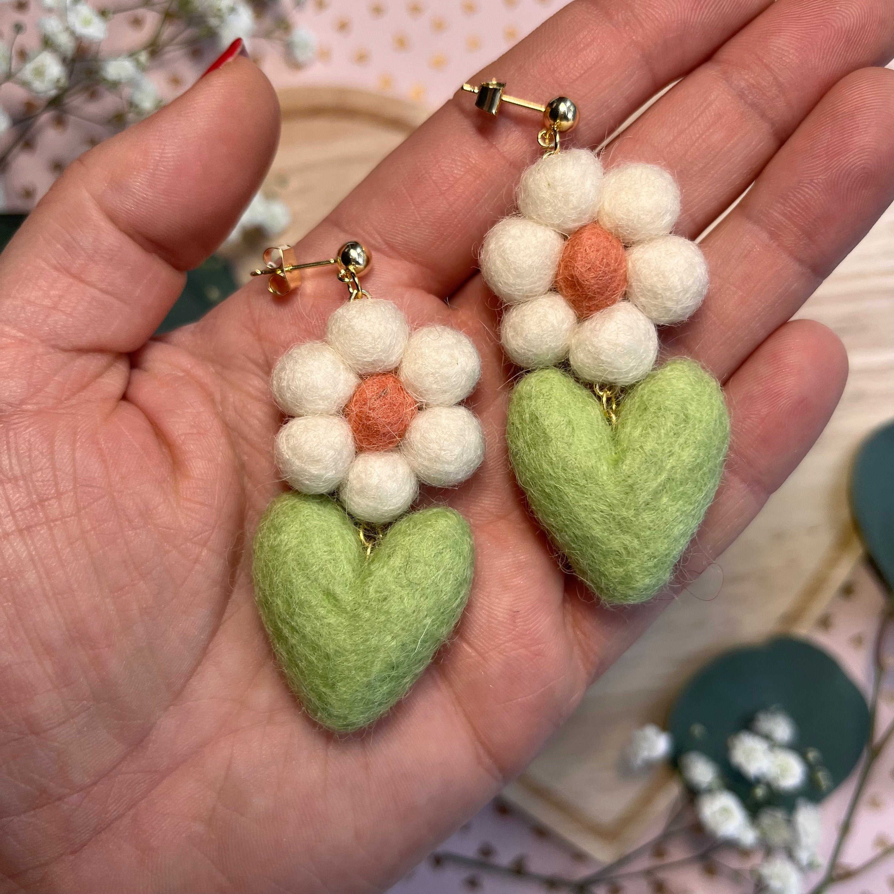 Blooming Heart Felt Earrings