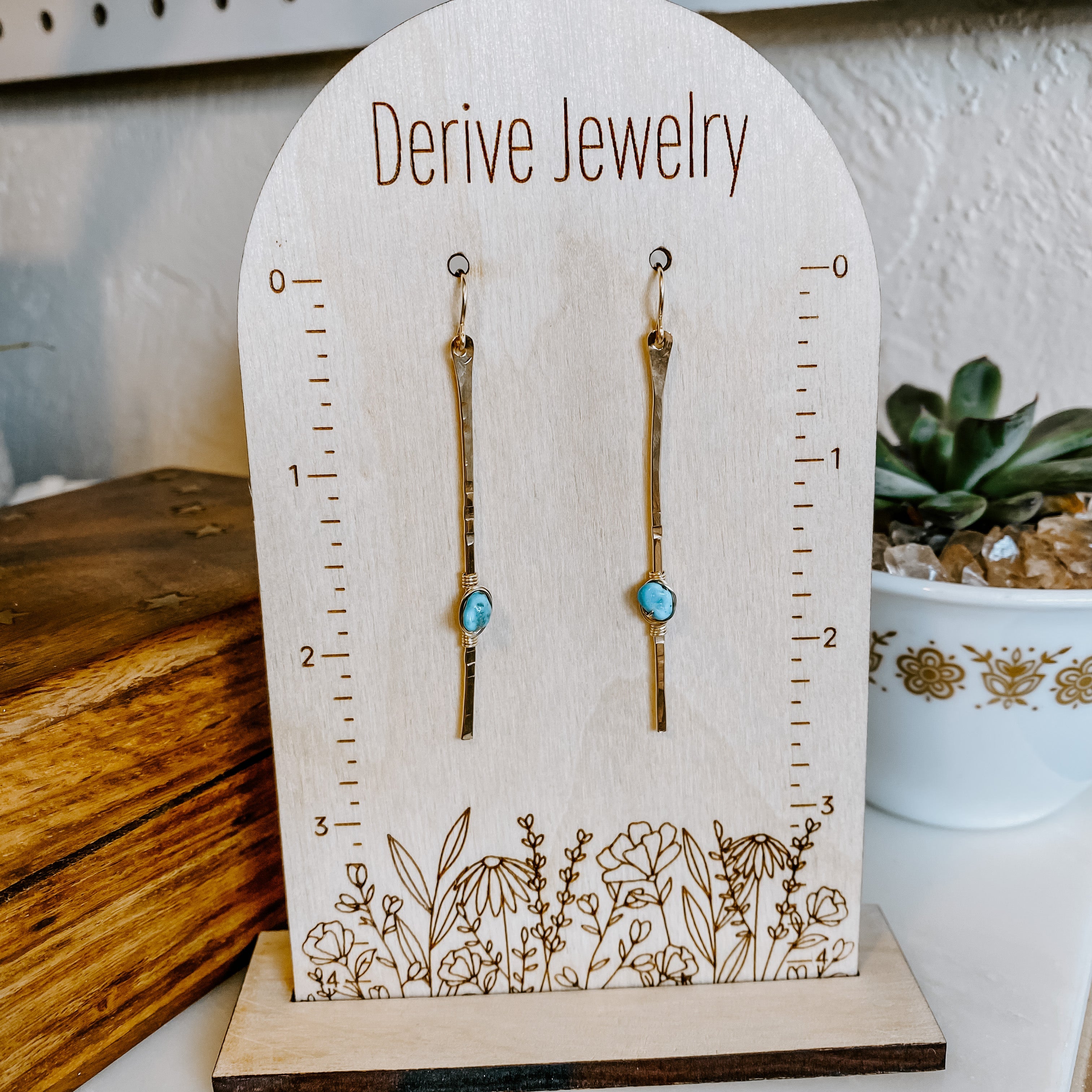 Sticks and Stones - Kingman Turquoise Stick Earrings