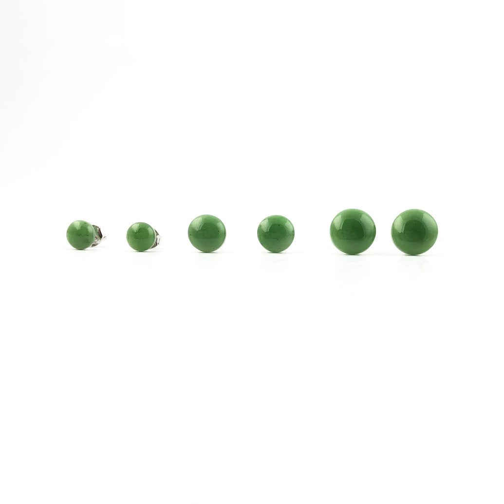 Jade Flat Stud Earrings, (Multiple sizes)