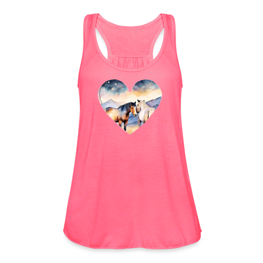 Country Couple Flowy Tank-Women's - neon pink